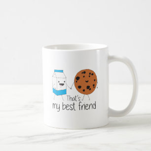 Caneca De Café Leite e Cookies Melhores Amigos BFF Amizade Arte