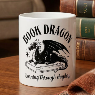 Caneca De Café Leitor de Dragão de Fantasia Amante de Livros Pret