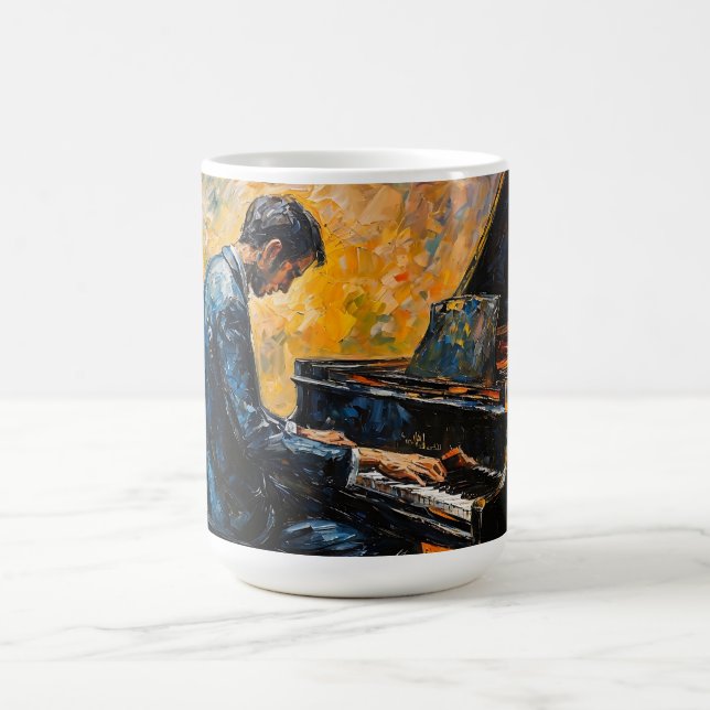 Caneca De Café Leitor de Piano - Pintura de Óleo (Centro)