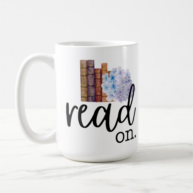 Caneca De Café Leitura ativada (com Hydrangeas) (Esquerda)