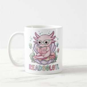 Caneca De Café Leitura Axolotl cor-de-rosa