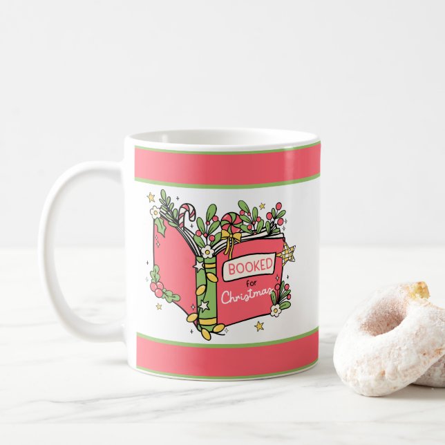 Caneca De Café Leitura de Livros de Natal (Com Donut)