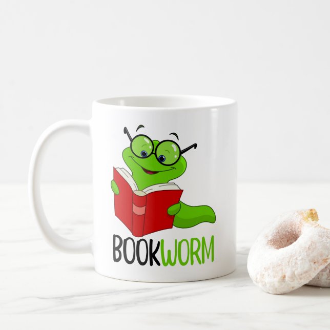 Caneca De Café Leitura do worm de livros (Com Donut)