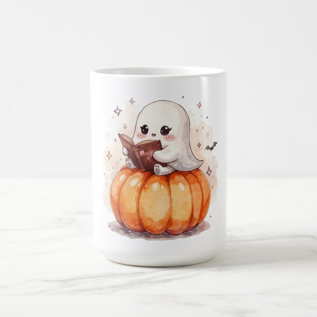 Caneca De Café Leitura Fantasma Cute Spooky - Pumpkin Cozy Hallow (Centro)