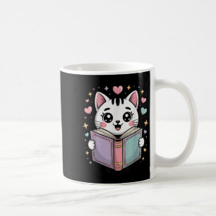 Caneca De Café Leitura Fofa Livro de Gato Livro Lover Livro de Bi