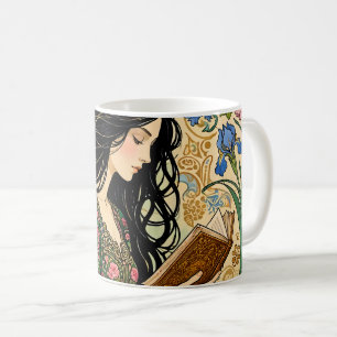 Caneca De Café Leitura no Jardim Art Nouveau