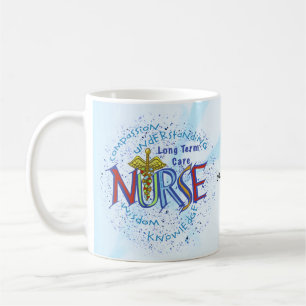 Caneca De Café Lema da Enfermeira de Cuidados de Longo Prazo