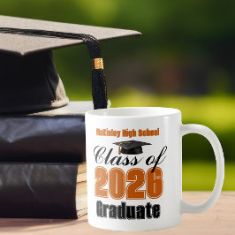 Caneca De Café Lembrança de formatura da turma de 2026 laranja