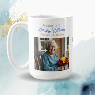 Caneca De Café Lembrança Memorial Cruz Dourada e Flores