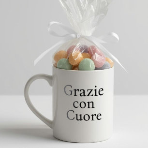 Caneca De Café Lembrancinha Chic de Chá de Bebê Grazie Con Cuore