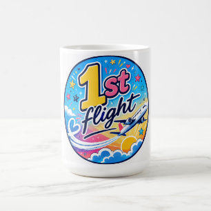 Caneca De Café Lembrancinha colorida de avião do primeiro voo