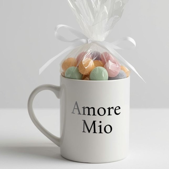 Caneca De Café Lembrancinha de Chás de Bebê Chic Amore Mio (Amore Mio - Baby Shower Keepsake Favor Mug)