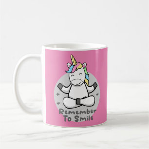 Caneca De Café Lembre-se de sorrir um unicórnio feliz Kawaii faze