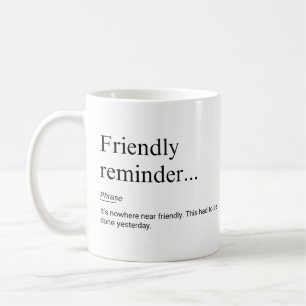 Caneca De Café Lembrete Amigável Definição Engraçado Trabalho