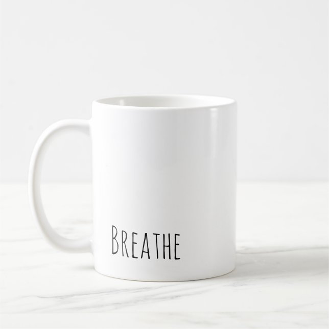 Caneca De Café Lembrete "Respire" Simples e Moderno para o Seu Di (Esquerda)