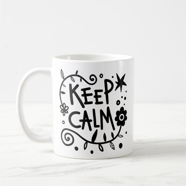 Caneca De Café Lembrete Simples Mantenha Calma, Colar, Limpar Por (Esquerda)