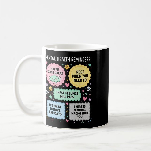 Caneca De Café Lembretes de Saúde Mental Mês de Conscientização s (Esquerda)