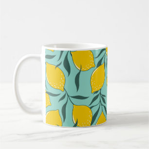 Caneca De Café Lemon Art Fashion Abstrato Seamless