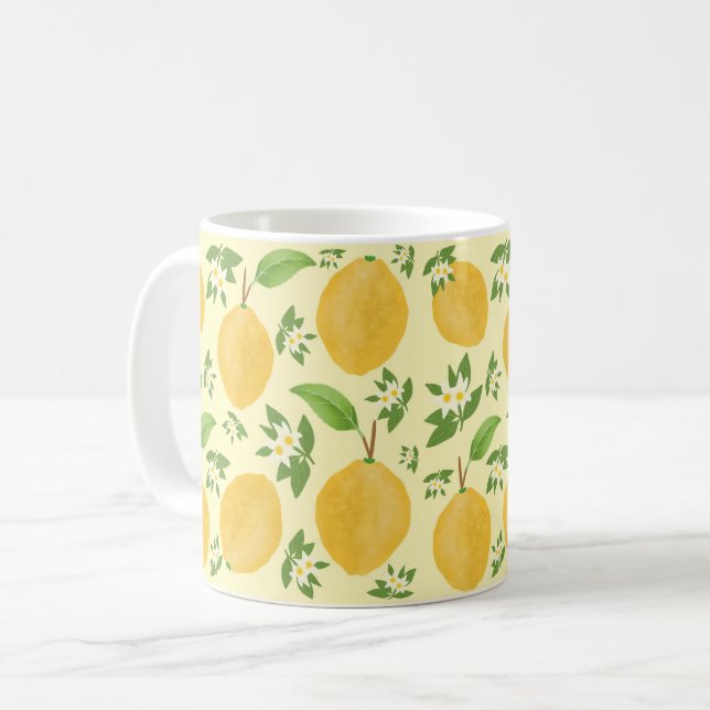 Caneca De Café Lemon Bloom Collection patterned yellow (Frente Esquerda)
