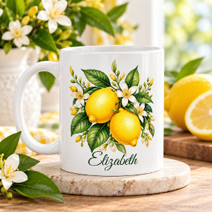 Caneca De Café Lemon Blossom Botânico Floral Personalizado