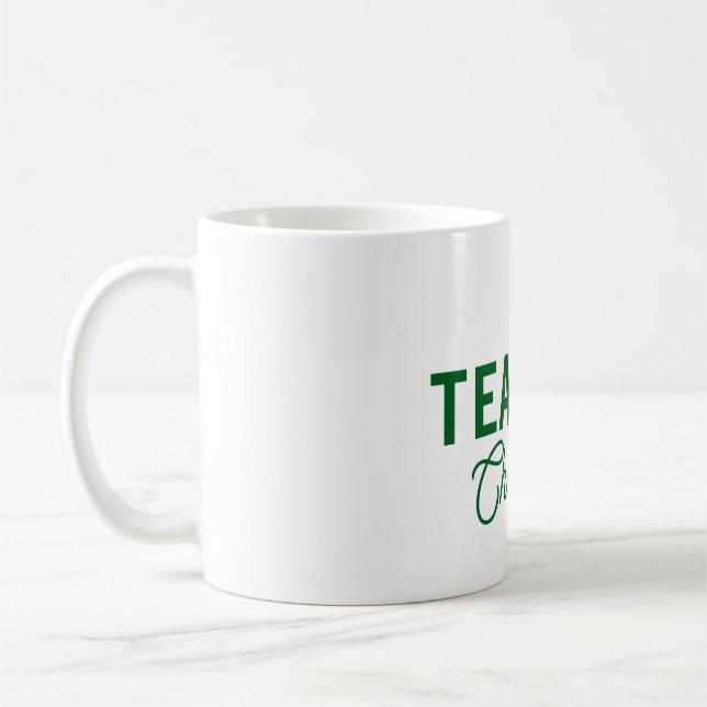 Caneca De Café Lemon green white stripes teacher professor name c (Esquerda)