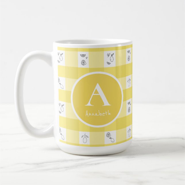 Caneca De Café Lemon Plaid Monogram (Esquerda)
