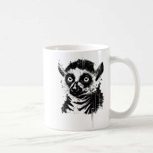 Caneca De Café Lemur Ink Art Jungle Madaga Wildlife Rtrait Nge  (Direita)