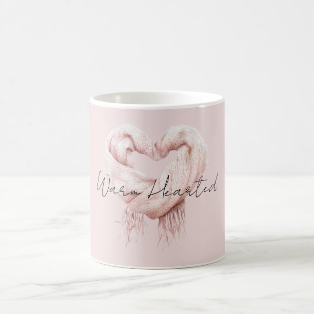 Caneca De Café Lenço Coração Rosa Bege Coração Quente (Centro)