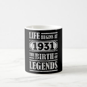 Caneca De Café Lenda Nascido em 1931 Presente de Aniversário Retr
