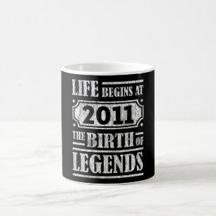 Caneca De Café Lenda Retro Nascida em 2011 Presente de Aniversári