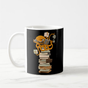 Caneca De Café Lendo Café De Octopus Tea E Livros