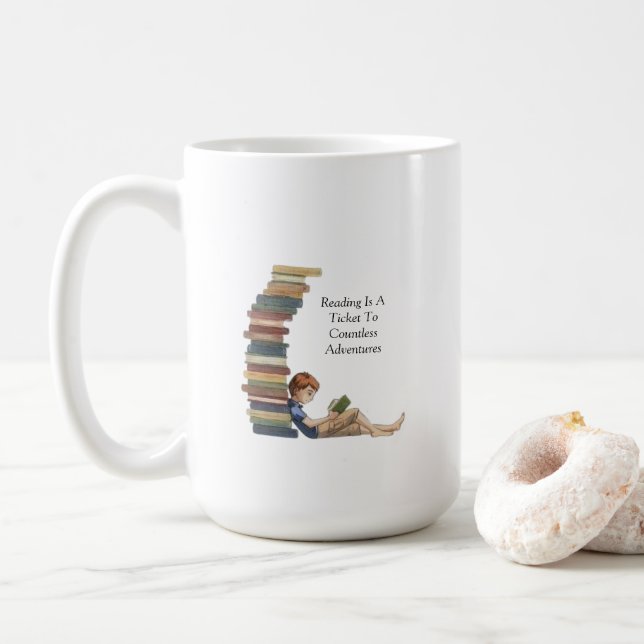 Caneca De Café Lendo Mug (Com Donut)