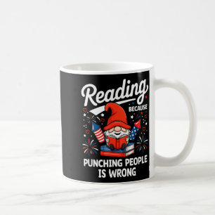Caneca De Café Lendo porque socar pessoas é errado gnome eua
