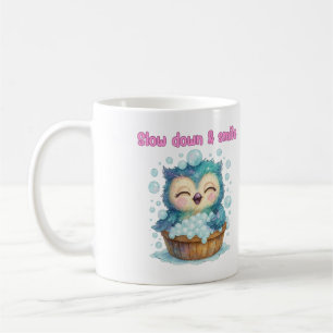 Caneca De Café Lentamente para Baixo e Sorria - Design de Coruja