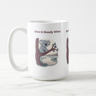 Caneca De Café **"Lento e Constante Vence – Cute Koala Motivacion