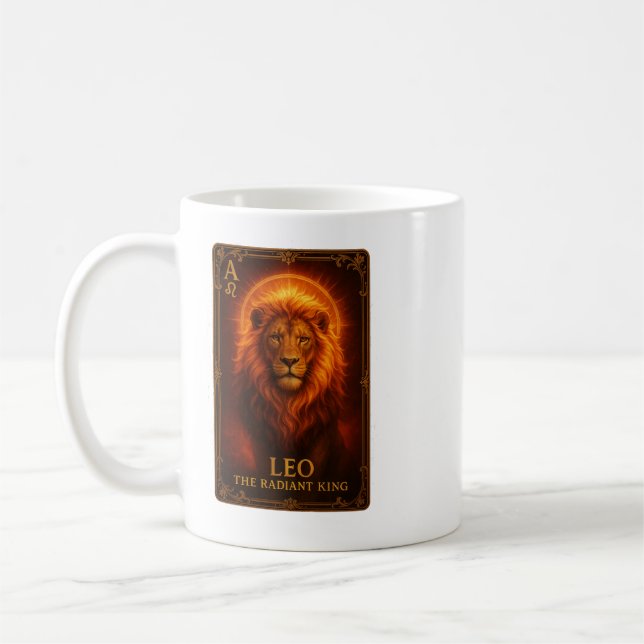 Caneca De Café Leo Zodiac Art – Fiery Lion of Confidence (Esquerda)