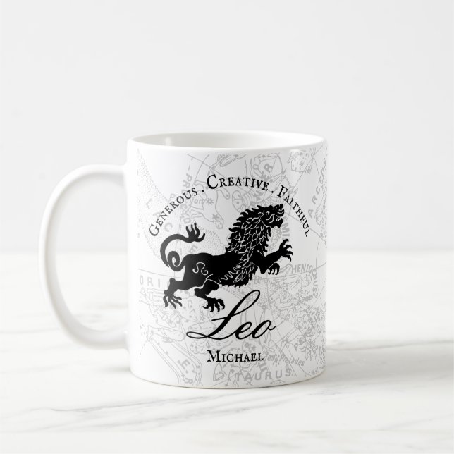 Caneca De Café Leo Zodiac - Sinal de Imagem Personalizada  (Esquerda)