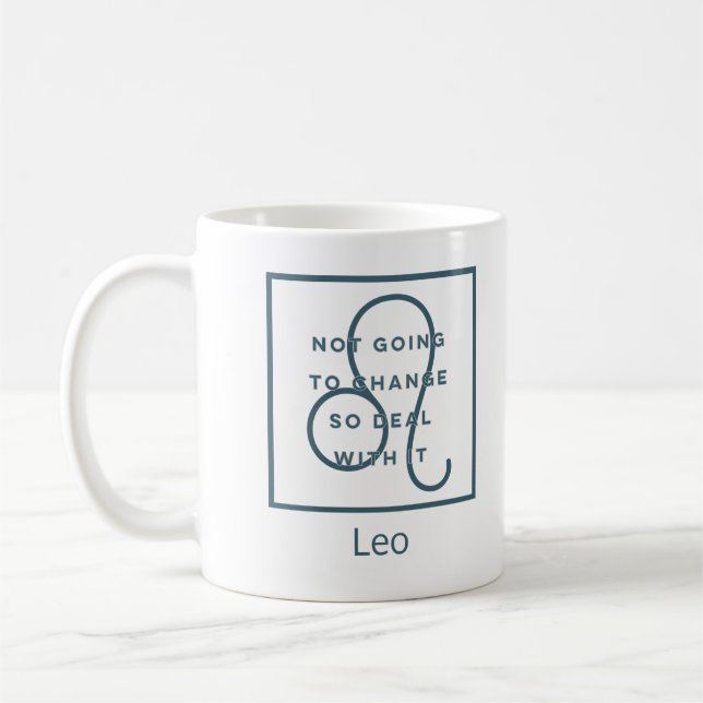 Caneca De Café Leo Zodiac Sinal Diversão Citação Azul Aniversário (Esquerda)