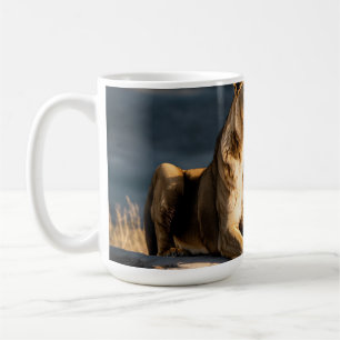 Caneca De Café Leoa Ultra HD 3D – Pose Lateral de Corpo Inteiro e
