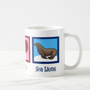 Caneca De Café Leões de mar do amor da paz