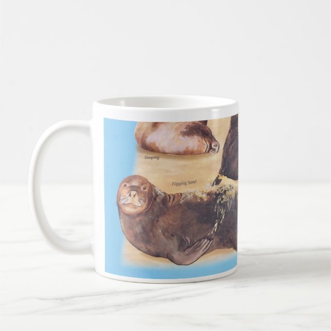 Caneca De Café Leões marinhos no trabalho Mug (Esquerda)