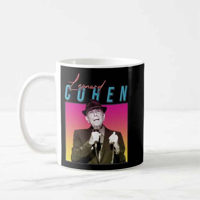 Caneca De Café Leonard Cohen Estilo Retro 80s (Esquerda)