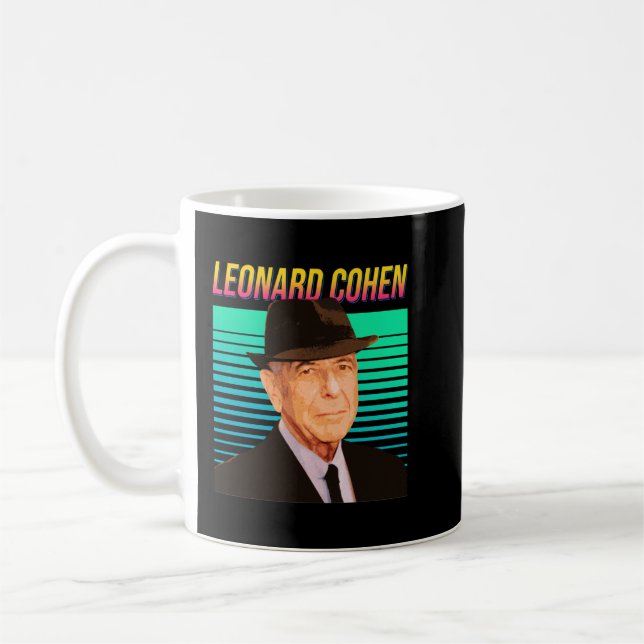 Caneca De Café Leonard Cohen Retro Retrato (Esquerda)