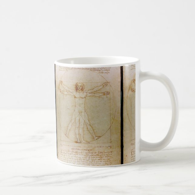 Caneca De Café Leonardo Da Vinci, O Homem Vitruviano, Renascença (Direita)