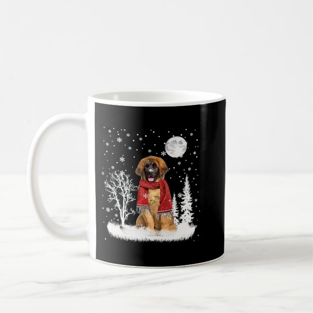 Caneca De Café Leonberger Sob Moonlight Snow Christmas Pajama 3 (Esquerda)