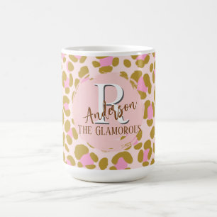 Caneca De Café Leopard Brown Pink Beige Personalizado