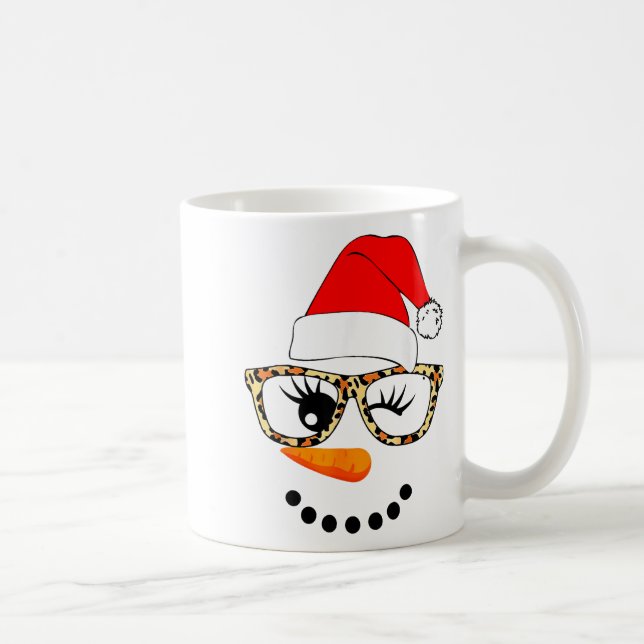 Caneca De Café Leopard Gles Santa Claus Snowman Face Christmas Co (Direita)