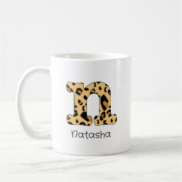 Caneca De Café Leopard Impressão inicial em minúsculas e nome