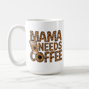 CANECA DE CAFÉ LEOPARD PATTERN MAMA PRECISA DE FLORES DE CAFÉ