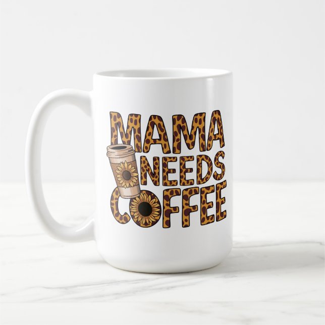 CANECA DE CAFÉ LEOPARD PATTERN MAMA PRECISA DE FLORES DE CAFÉ (Esquerda)